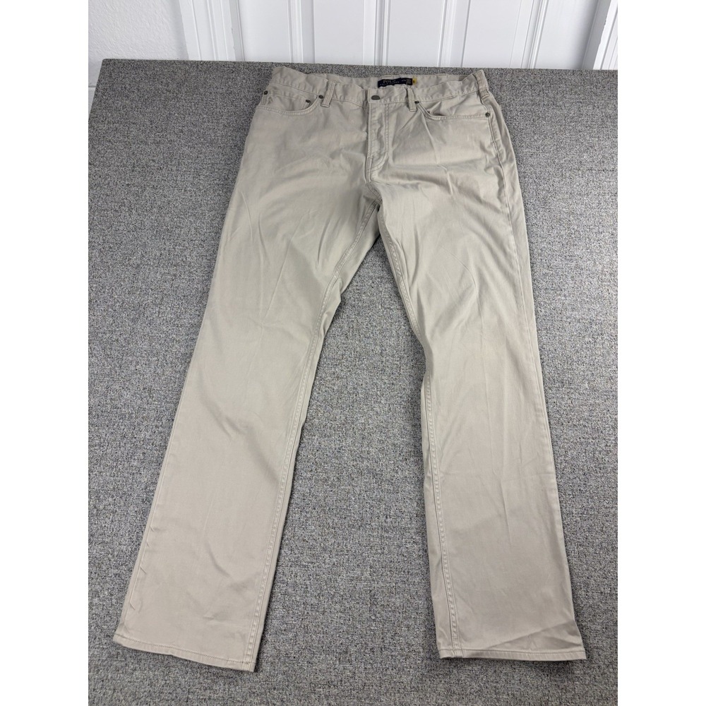 Polo Ralph Lauren Varick Slim Straight Chino Pants Fit 36x33 Beige Golf Preppy